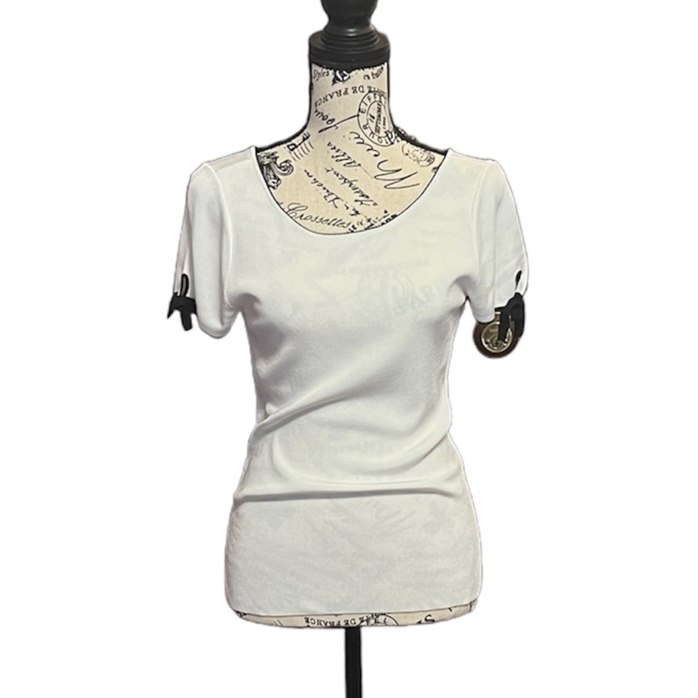 White House Black Market white sweater with black trim size S